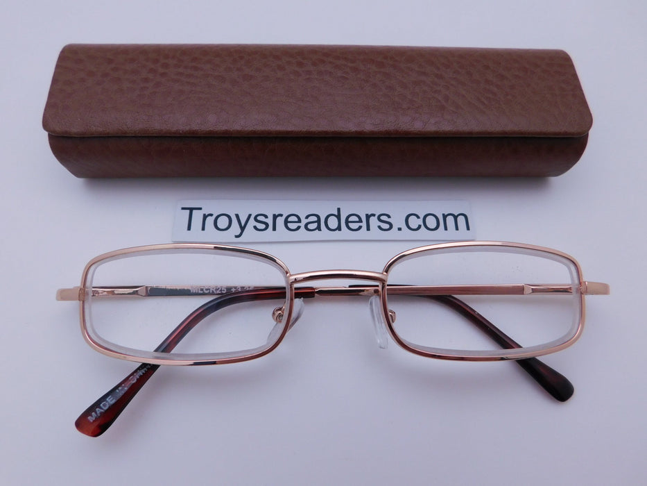 Magnetic Leather Metal Readers With Case in Four Colors Reader with Display Brown +1.00 