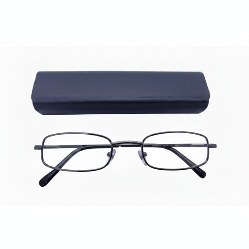 Magnetic Leather Metal Readers With Case in Four Colors Reader with Display Gray +1.00 