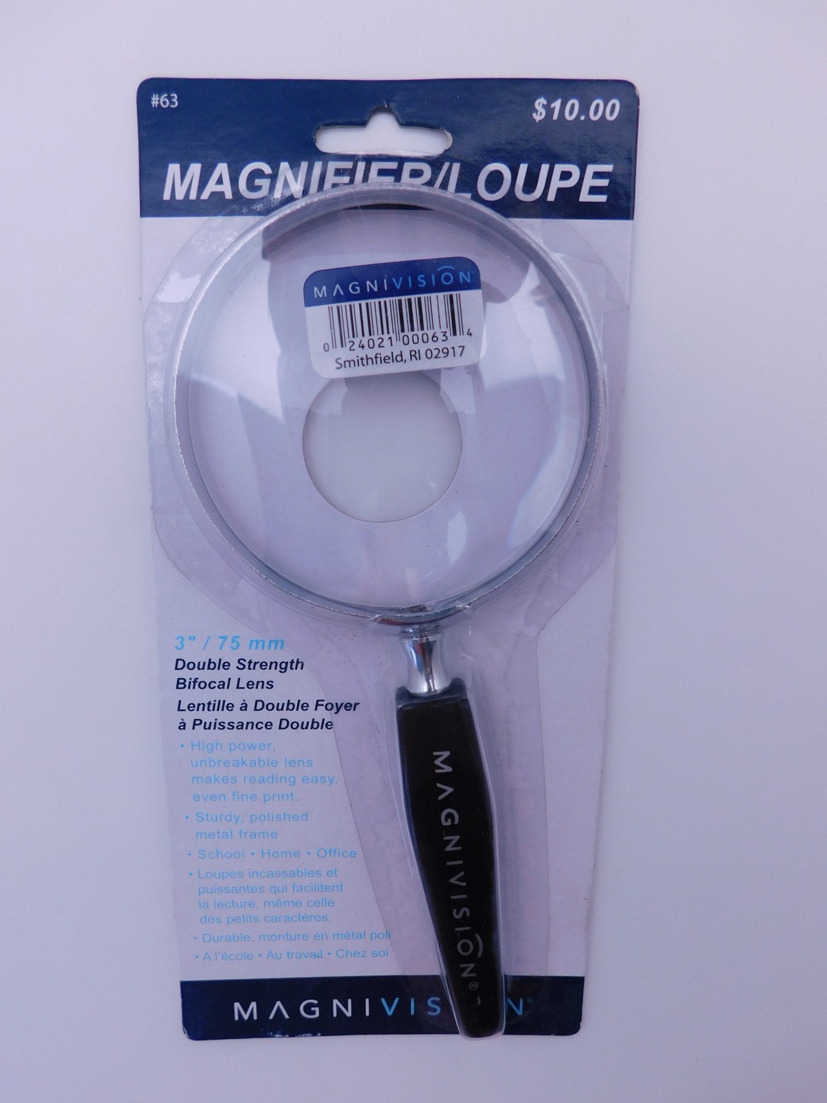 Magnifying GLASS 2x Bifocal Magnifier Reading 3 1/2 Diameter