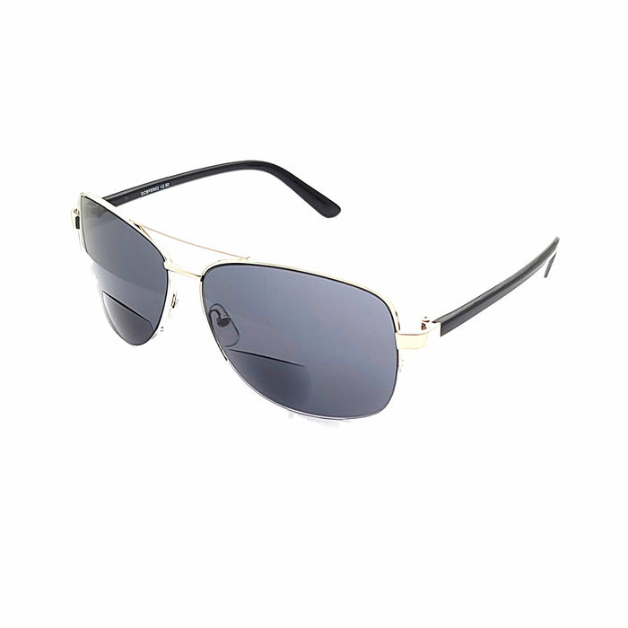 Men's Half Frame Metal Aviator Bifocal Reading Sunglass Bifocal Reading Sunglasses 