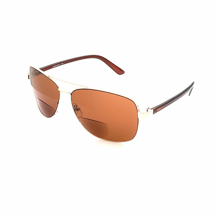 Men's Half Frame Metal Aviator Bifocal Reading Sunglass Bifocal Reading Sunglasses 