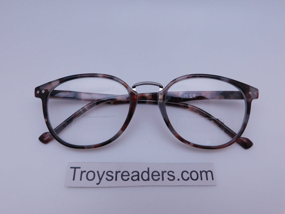 Metal Bridge Clear Bifocal Reading Glasses in Four Colors Clear Bi-focal Multi Marble +1.25 