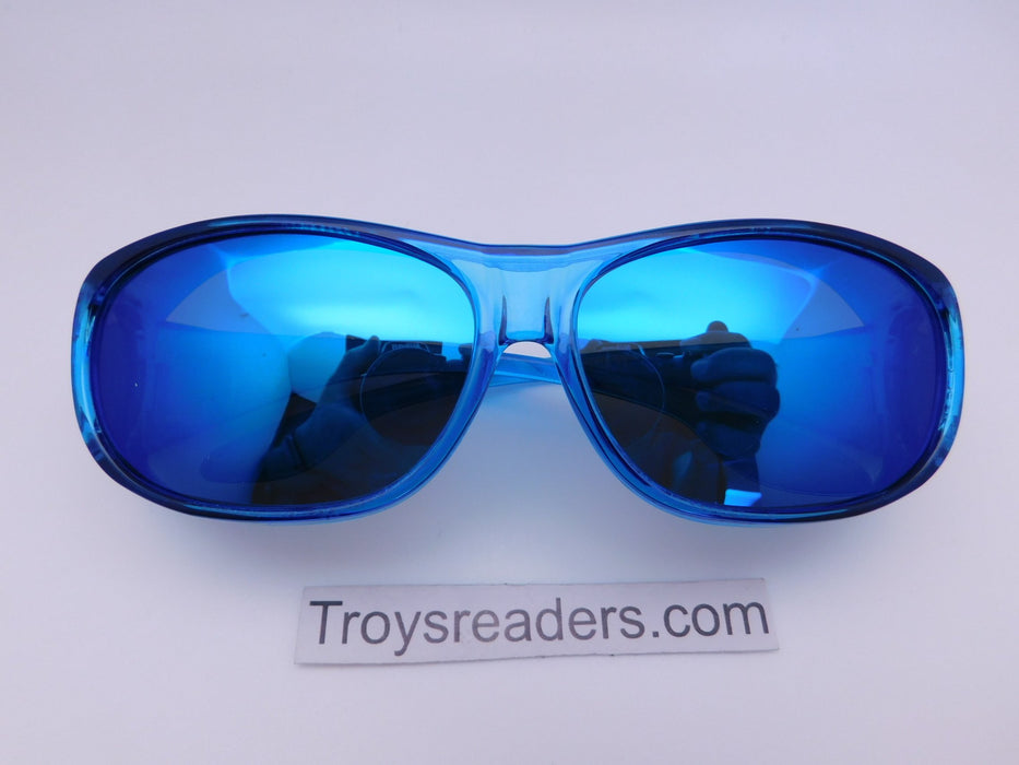 Polarized Mirrored Lens Fit Over in Six Variants Fit Over Sunglasses Blue Smoke Blue Mirror