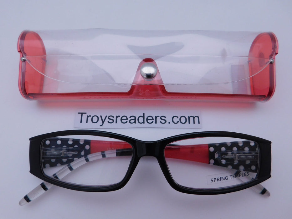 Multi Design Readers With Case in Four Colors Reader with Display Red +1.50 