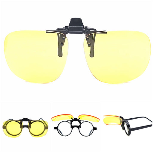 Navigator Style Yellow Lens Night Driving Clip on and Flip up Sunglasses clip-on/flip-up 