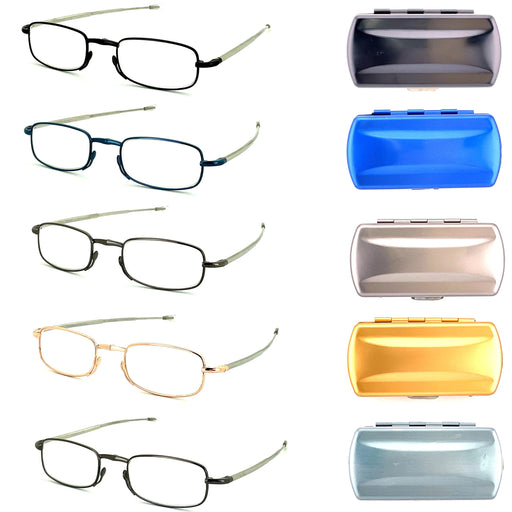 Periscope Pocket Sized Folding Reading Glasses With Metal Case