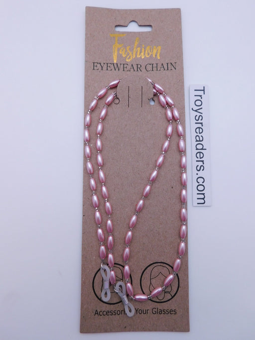 Pink & Clear Plastic Beads Chain Fashion Eyewear Holder Cords 