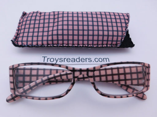 Plaid Print Readers With Case in Five Colors Reader with Display Pink +1.00 