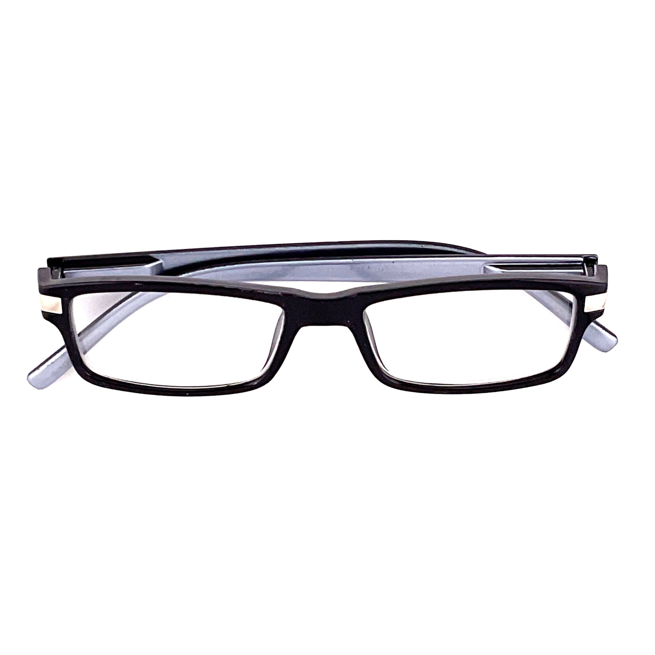 Oarton Rectangular Reader Plastic Metal Pattern Rectangular Framed Readers With Clear Case — Troy ...