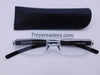 Plastic Rimless Two Tone Readers With Case in Four Colors Reader with Display Black Black Case +1.25 