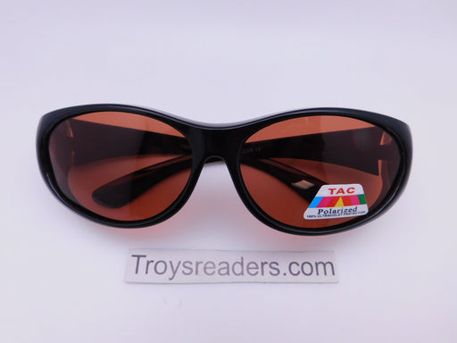 Polarized Fit Overs in Black with Amber Lens Fit Over Sunglasses 