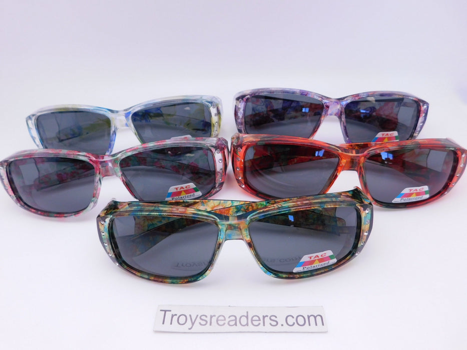 Polarized Flowery Transparent Fit Overs in Six Designs Fit Over Sunglasses 
