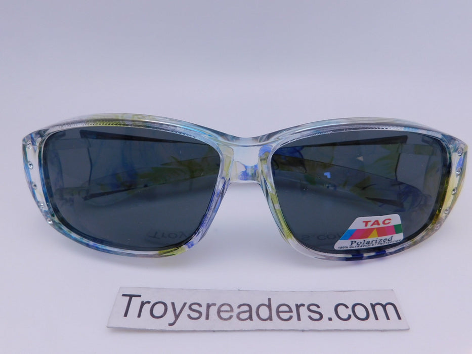 Polarized Flowery Transparent Fit Overs in Six Designs Fit Over Sunglasses Violets 