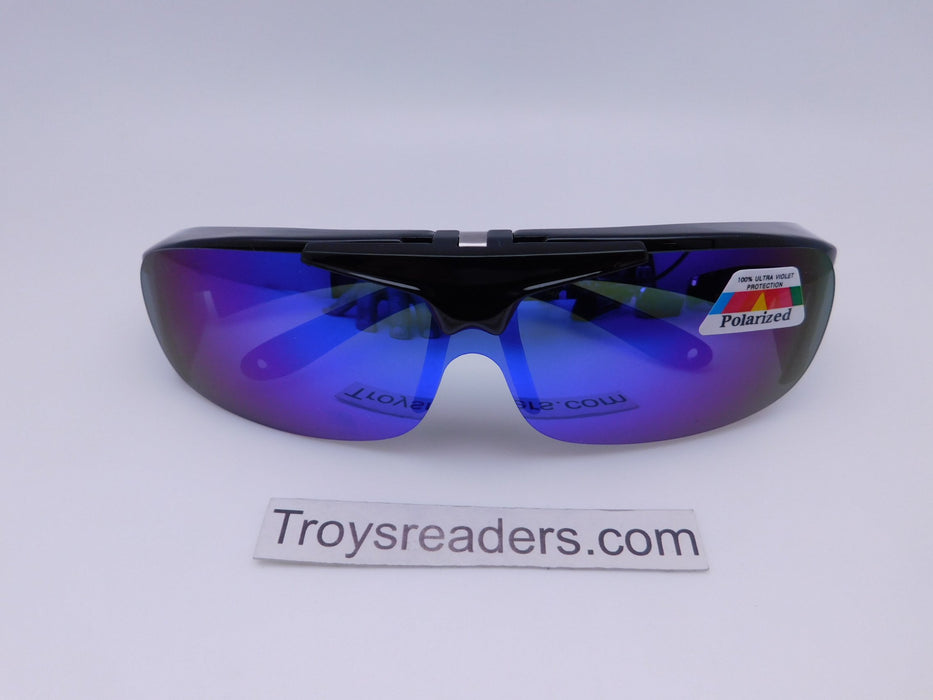 Polarized Mirrored Flip-up Fit Overs in Four Colors Fit Over Sunglasses Blue Mirror 