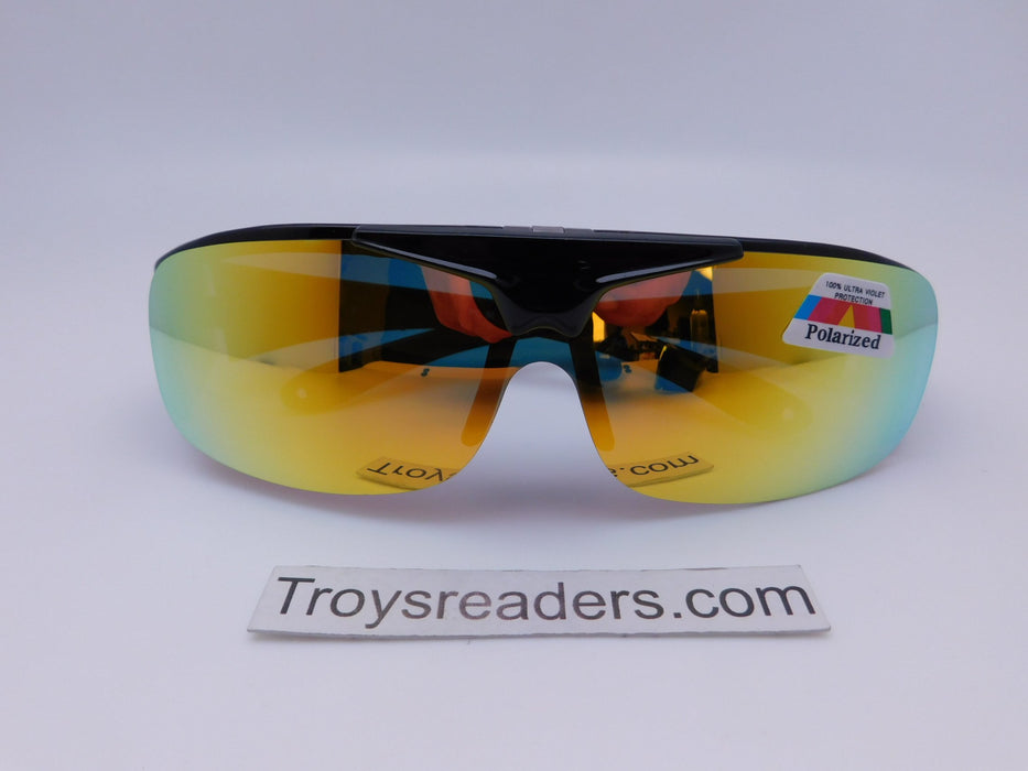 Polarized Mirrored Flip-up Fit Overs in Four Colors Fit Over Sunglasses Yellow Mirror 