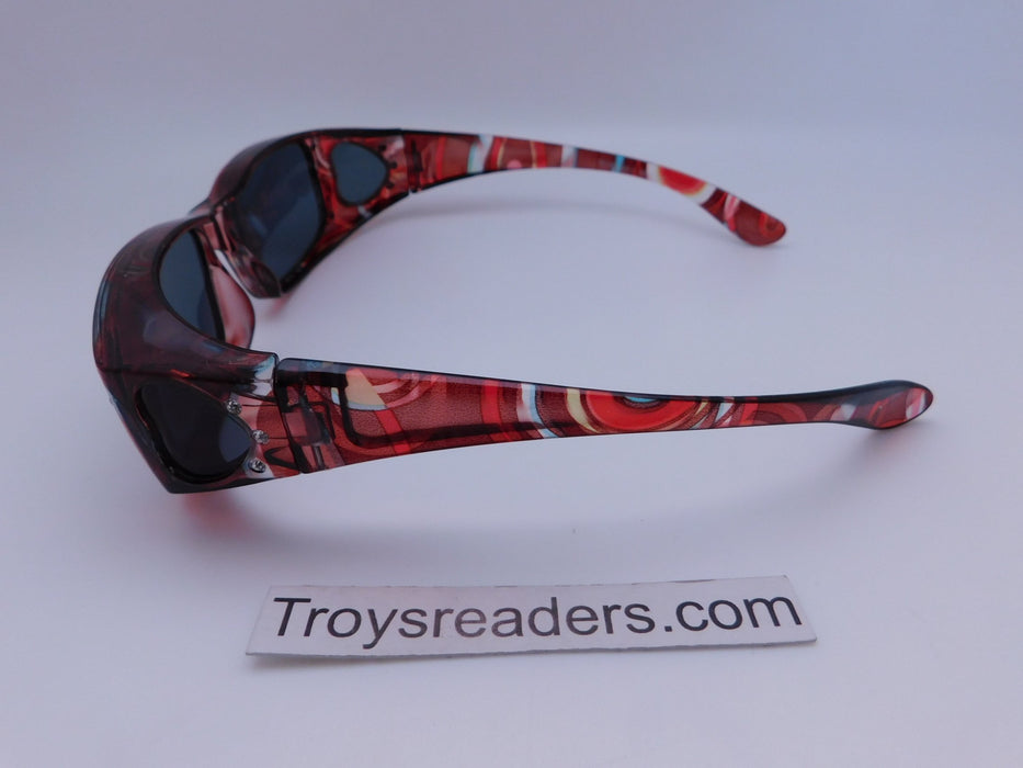 Polarized Square Glitzy Flowery Fit Overs in Five Designs Fit Over Sunglasses 