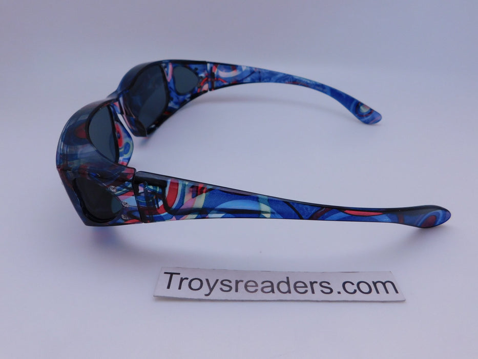 Polarized Square Glitzy Flowery Fit Overs in Five Designs Fit Over Sunglasses 
