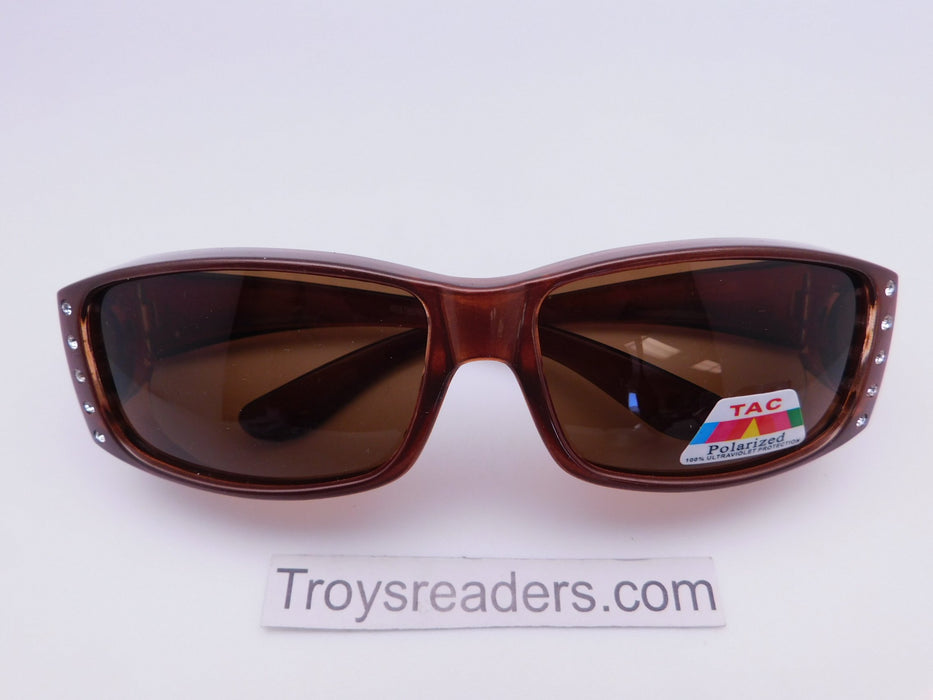 Polarized Square Pearl Fit Overs in Six Colors Fit Over Sunglasses Brown 