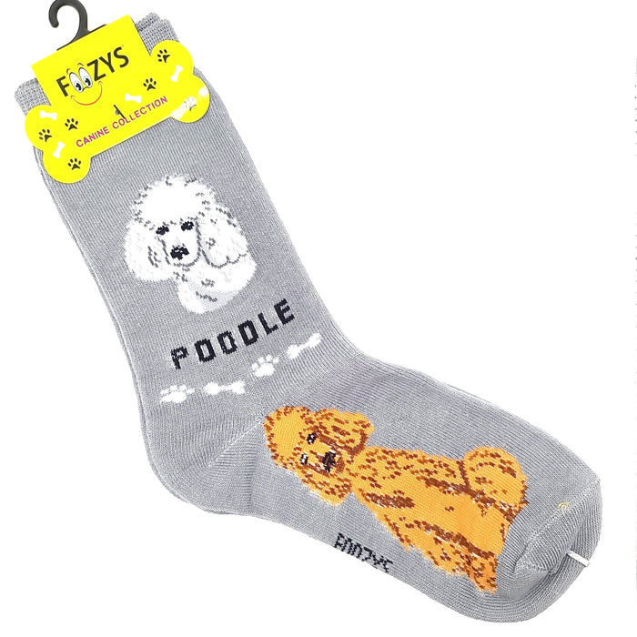 Poodle Socks Foozys Unisex Crew Socks Gray 
