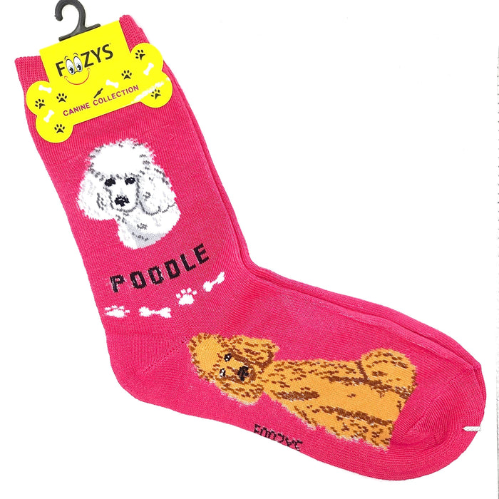 Poodle Socks Foozys Unisex Crew Socks Pink 
