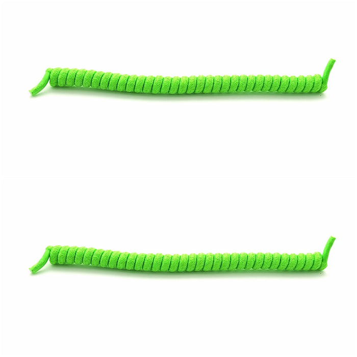 Replacement Curly Coil No Tie Shoe Lace Band For Foam Sun Visors Curly cords Lime Green Pair 