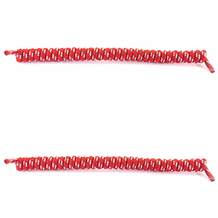 Replacement Curly Coil No Tie Shoe Lace Band For Foam Sun Visors Curly cords Red & White Pair 