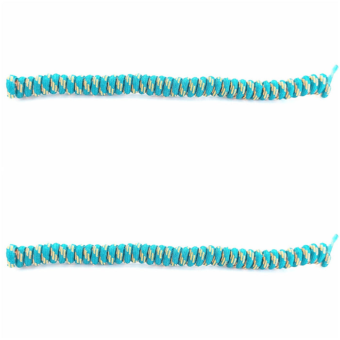 Replacement Curly Coil No Tie Shoe Lace Band For Foam Sun Visors Curly cords Teal & Orange Pair 