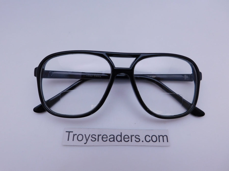 Retro Navigator Clear Bifocal Reading Glasses in Two Colors Clear Bi-focal Black +1.00 