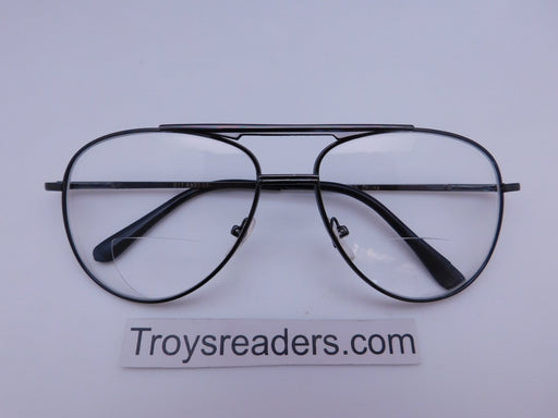 Retro Square Aviator Clear Bifocal Reading Glasses in Three Colors Clear Bi-focal Black +1.00 