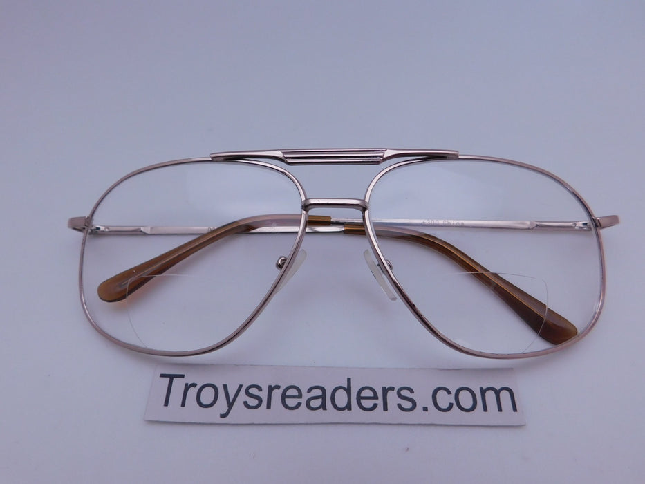 Retro Square Aviator Clear Bifocal Reading Glasses in Three Colors Clear Bi-focal Gold +1.25 