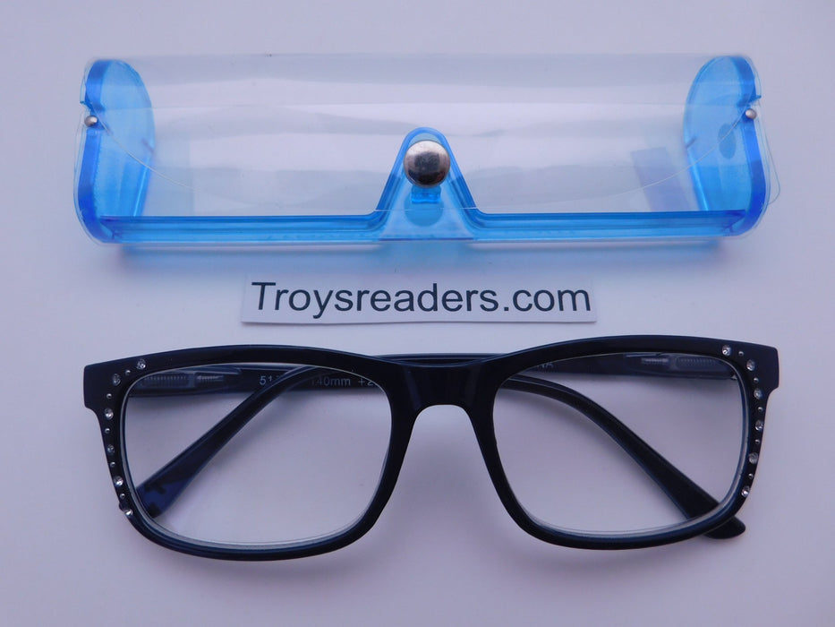 Rhinestone Chic Readers In Four Colors Reader with Display Blue +2.50 