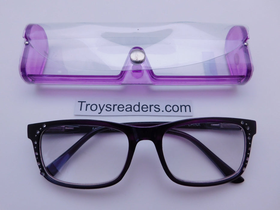 Rhinestone Chic Readers In Four Colors Reader with Display Purple +2.00 