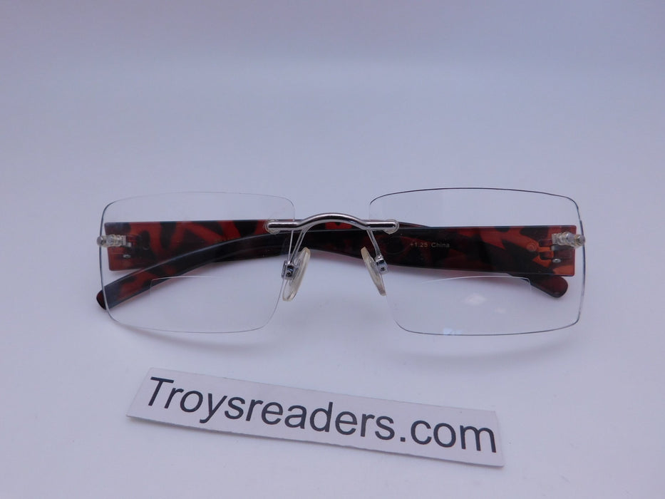 Rimless Clear Bifocal Reading Glasses in Two Colors Clear Bi-focal Tortoise +1.00 