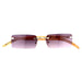 Rimless Fully Magnified Rectangular Frame Bamboo Sunglass Readers With Box Reader with Display 
