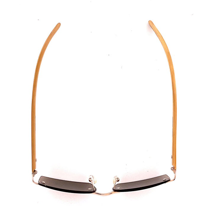 Rimless Fully Magnified Rectangular Frame Bamboo Sunglass Readers With Box Reader with Display 