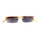 Rimless Fully Magnified Rectangular Frame Bamboo Sunglass Readers With Box Reader with Display 