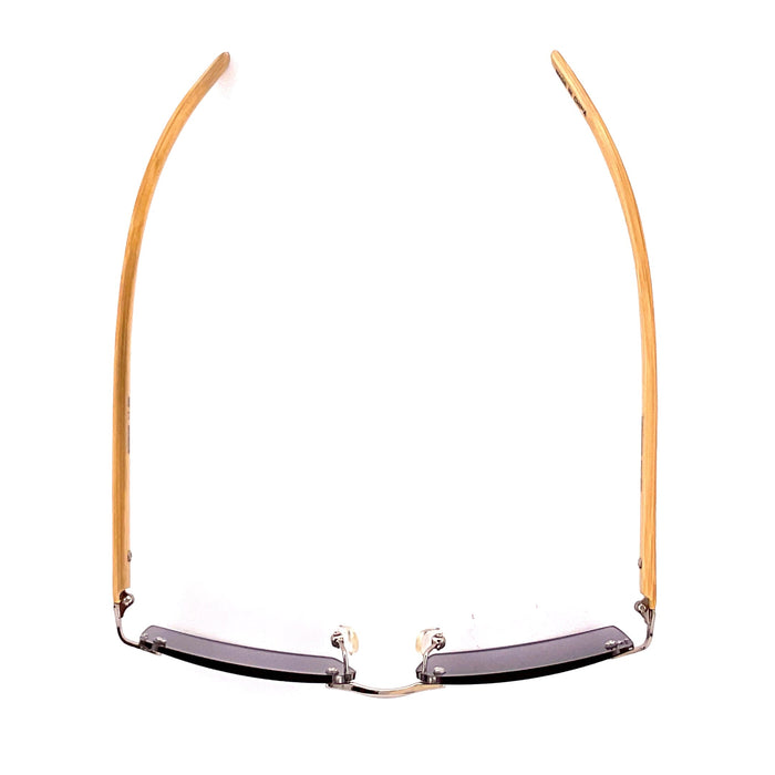 Rimless Fully Magnified Rectangular Frame Bamboo Sunglass Readers With Box Reader with Display 
