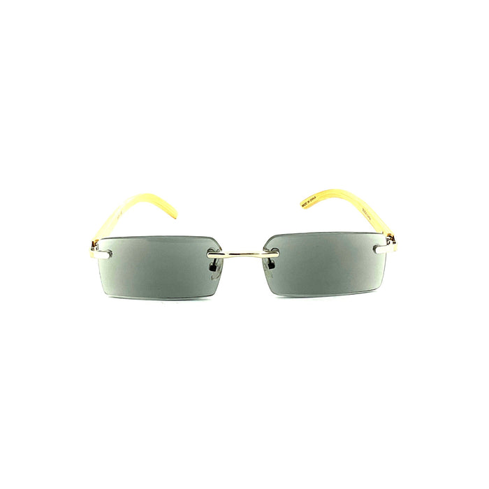 Rimless Fully Magnified Rectangular Frame Bamboo Sunglass Readers With Box Reader with Display 