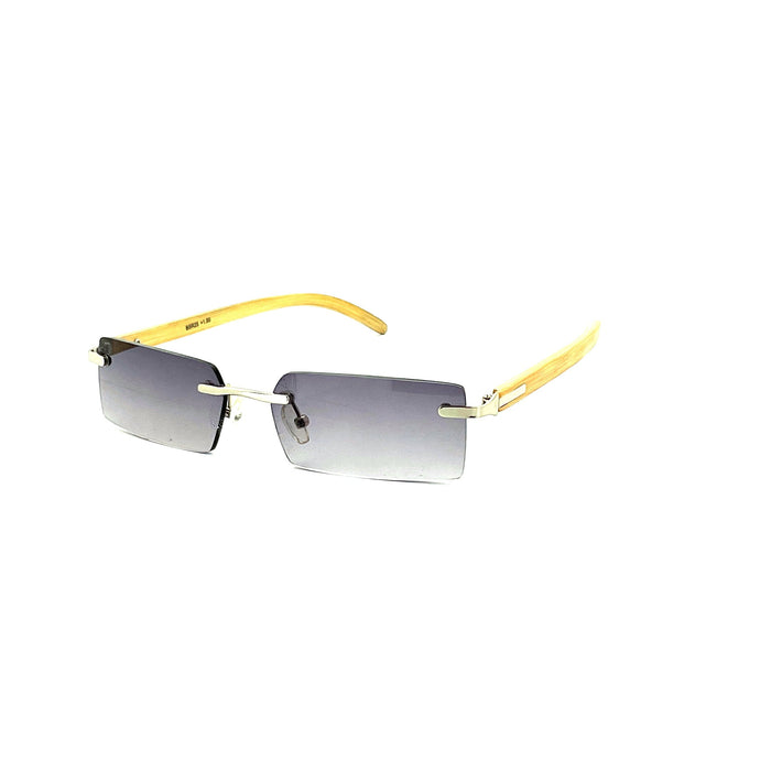 Rimless Fully Magnified Rectangular Frame Bamboo Sunglass Readers With Box Reader with Display 