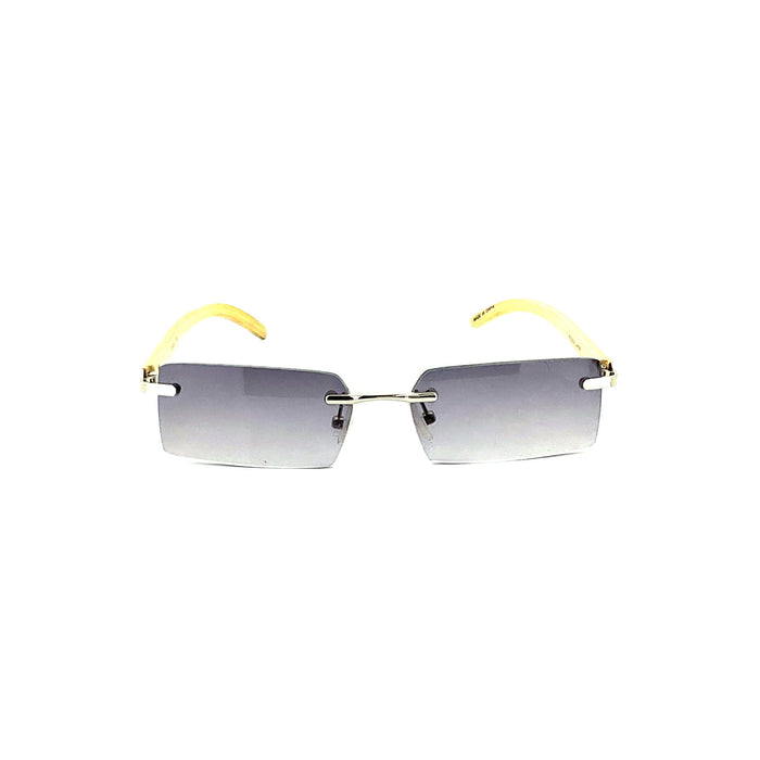 Rimless Fully Magnified Rectangular Frame Bamboo Sunglass Readers With Box Reader with Display 