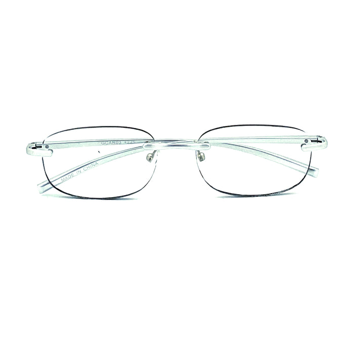 Schweet Fully Magnified Frameless Oval Reading Glasses with Aluminum Temples Eyeglasses 