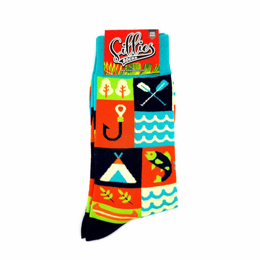 Sillies Socks Fishing Pattern One Size Fits Most Socks 