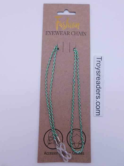 Silver & Green Twisted Chain Eyewear Holder Cords 