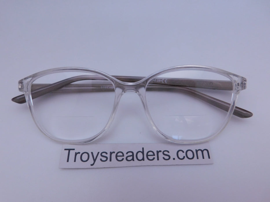 Slight Cateye Clear Bifocal Reading Glasses Clear Bi-focal Clear +2.25 