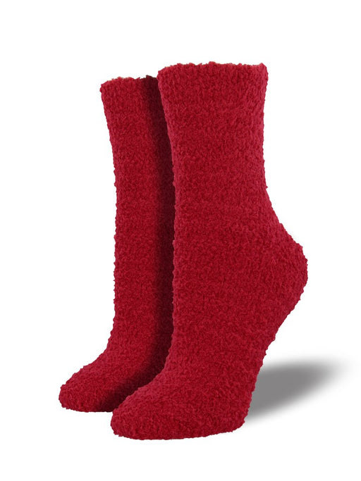 SockSmith Crew Red Warm and Fuzzy Women Socks 