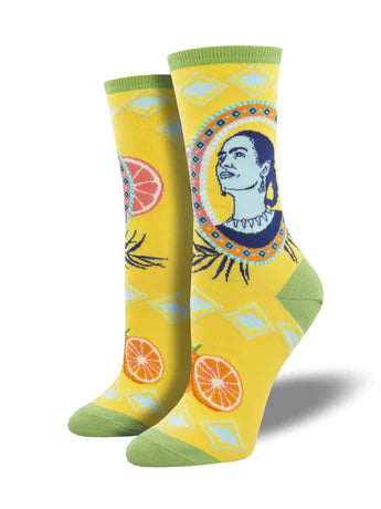 SockSmith Women Crew Frida Orange Socks Yellow 