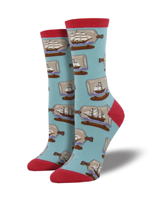 SockSmith Women Crew Ship In A Bottle Socks 