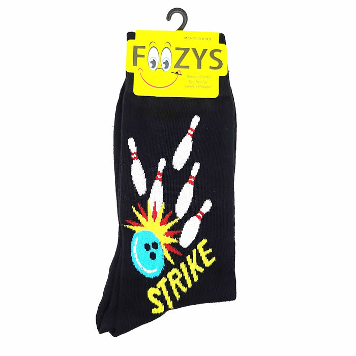 Strike! Bowling Socks Socks Foozys Unisex Crew Socks Black 