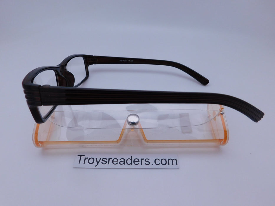Striped Temple Readers With Case in Five Colors Reader with Display 