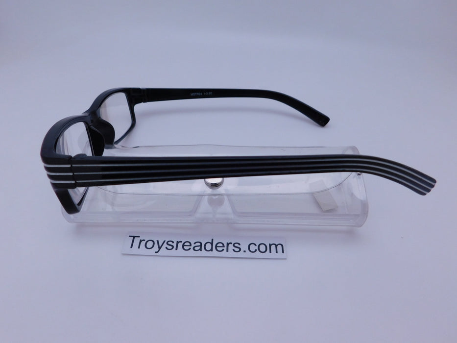Striped Temple Readers With Case in Five Colors Reader with Display 